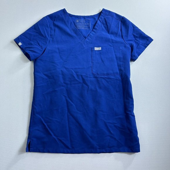 Figs Catarina Single Pocket Solid Blue Scrub Top Womens Size XXS Uniform  - Picture 1 of 10